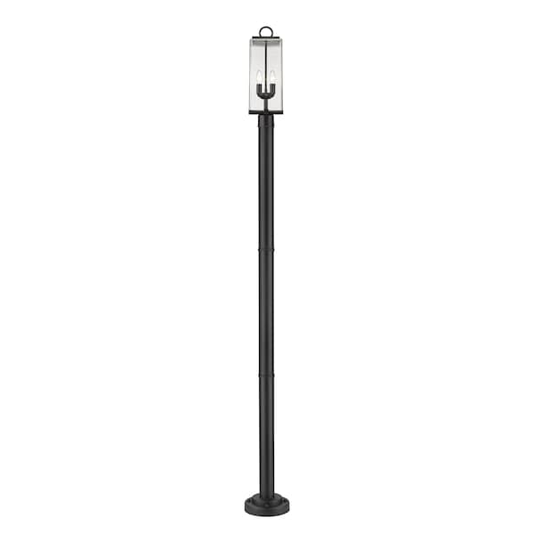 Sana 2 Light Outdoor Post Mounted Fixture, Black And Seedy